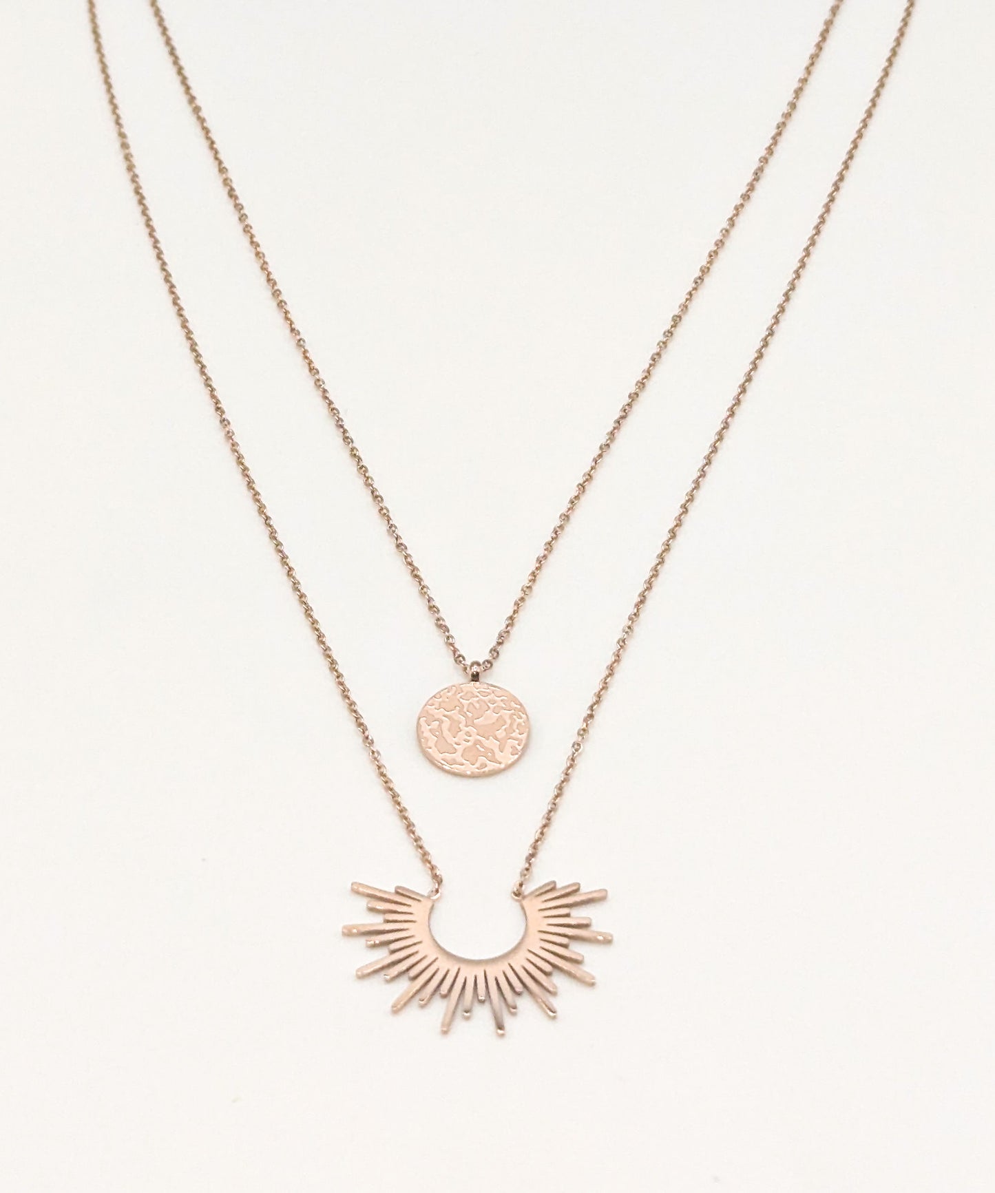 Collier Double Soleil Lune