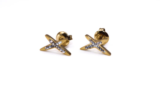 Boucles d'oreilles Croix M strass