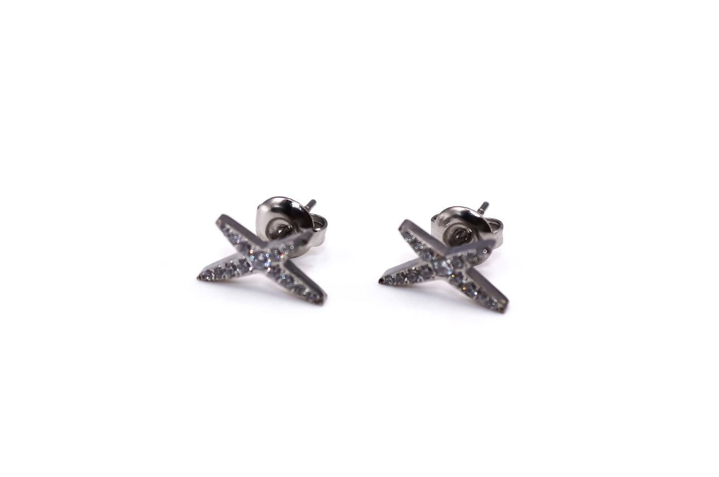 Boucles d'oreilles Croix M strass