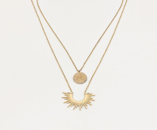 Collier Double Soleil Lune